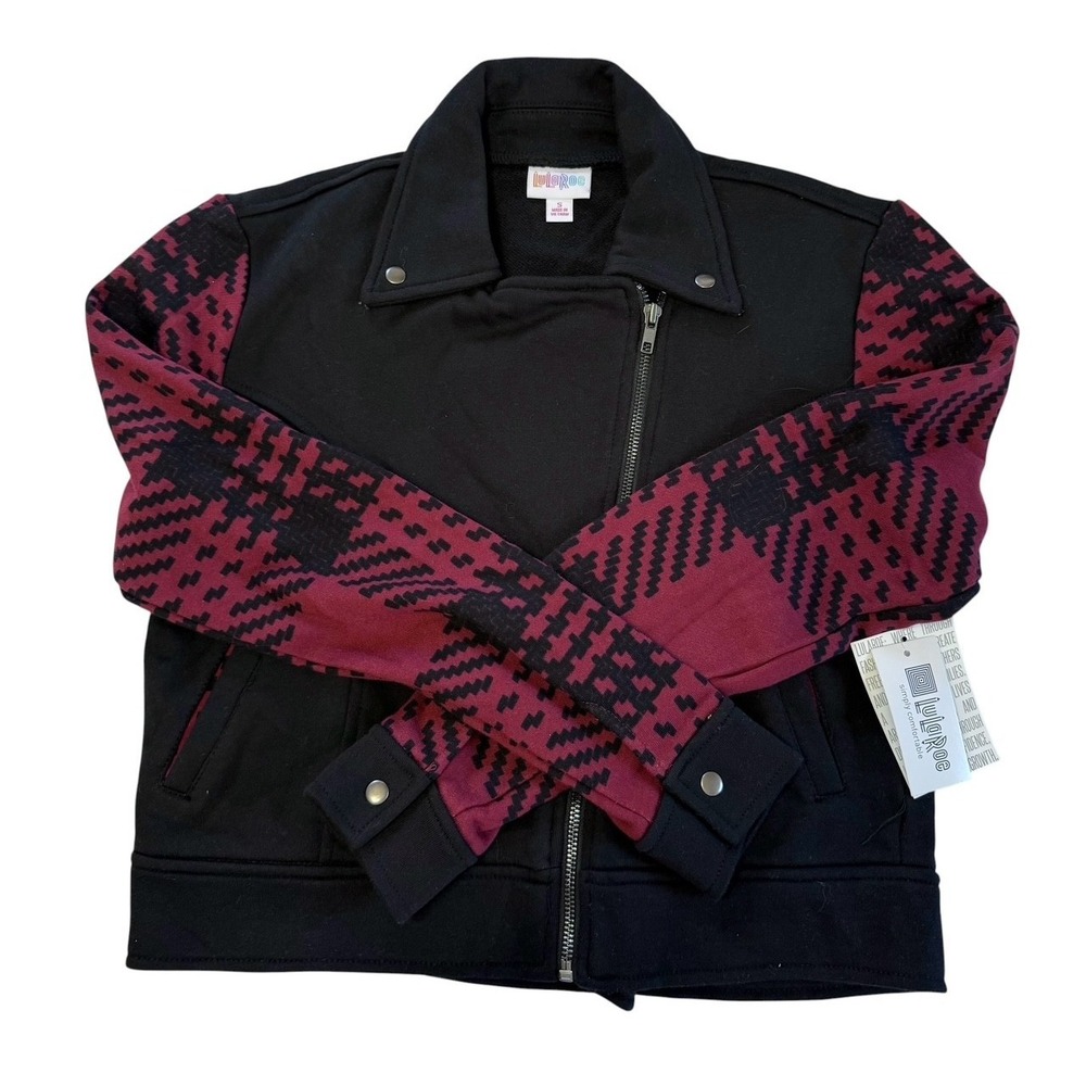 NWT LULAROEPresley Moto Black w/ Red Plaid Size small